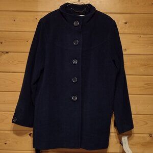 Larry Levine Teal Wool-Blend Pea Coat Size 1X NWT